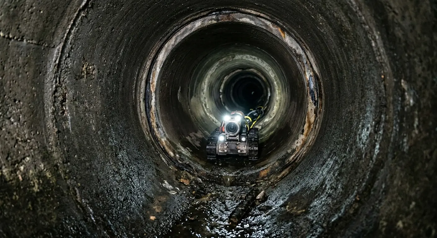 Robotic sewer camera inspecting pipe interior for Sewer Line Repair in Nanticoke